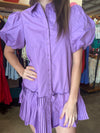 Aureum Purple Pleat Mini Dress