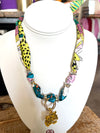 Scarf Necklace with Gold Tiger Head