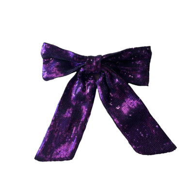 QOS Purple Gameday Sequin Bow
