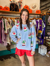 QOS Powder Blue Christmas Snow Globe Sweatshirt