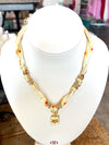 Scarf Necklace with Gold Tiger Pendant