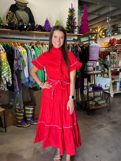 Sincerely Ours Lena Red Poplin Maxi Dress