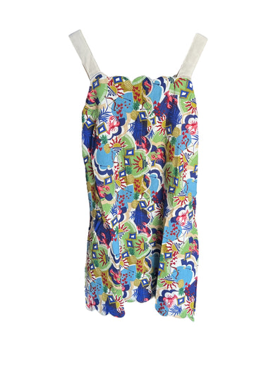 Fate by LFD Multicolor Linen Blend Scallop Square Neck Dress