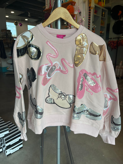 QOS Light Pink Dance Shoes Sweatshirt