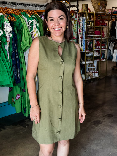 Aureum Olive Keyhole Mini Dress
