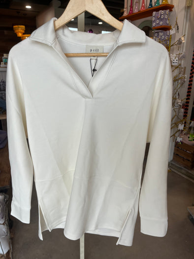 P. Cill Ivory V-Neck Pullover