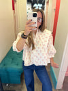 Aureum Ivory Oversized Collar Floral Blouse