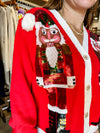 QOS Red Santa Nutcracker Cardigan