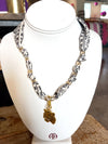 Scarf Necklace with Gold Tiger Head