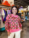 QOS Hot Pink Multi Wreaths Sweatshirt