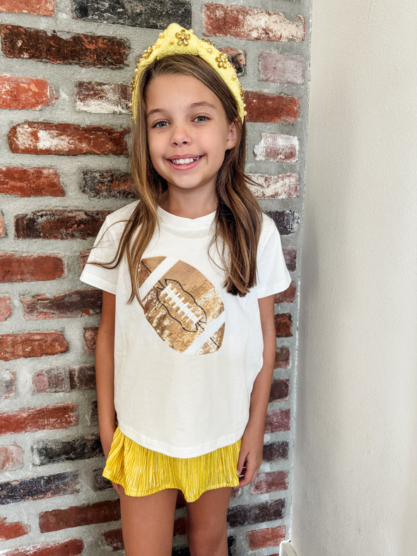 QOS Kids White & Gold Football Tee