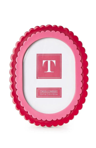Two's Company Pink/Dark Pink Double Scallop Edge Frame