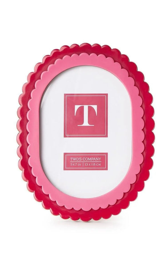 Two's Company Pink/Dark Pink Double Scallop Edge Frame