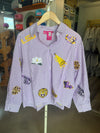 QOS Licensed LSU Mini Icon Striped Button Down Top