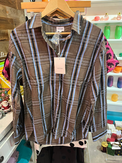 Aureum Brown Plaid Button Down Shirt