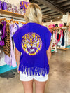 QOS Purple & Gold Fringe "Geaux Tigers" Vest