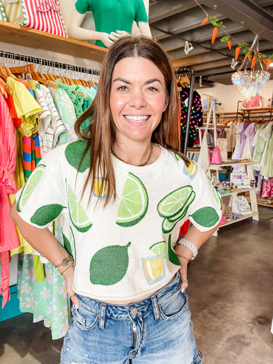 QOS Lime & Tequila Short Sleeve Top