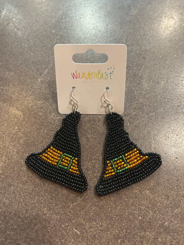 Witch Hat Beaded Earrings