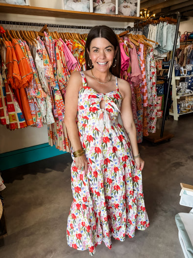 tie front midi dress Blue Striped - Tie-Front Dress - Dress - Skater Dress removable straps Scattered Floral Tie Front Midi