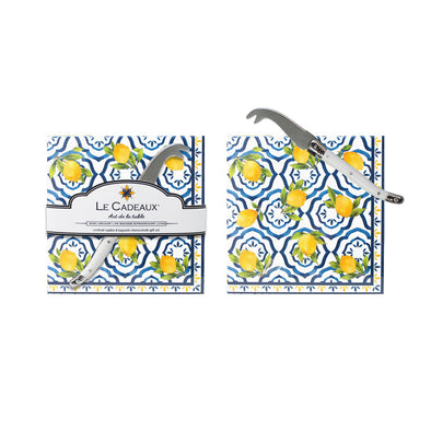 Le Cadeaux Cocktail Napkins & Cheese Knife Set- Palermo