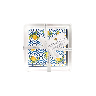 Le Cadeaux Cocktail Napkins & Acrylic Holder Set- Palermo