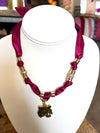 Scarf Necklace with Gold Tiger Head
