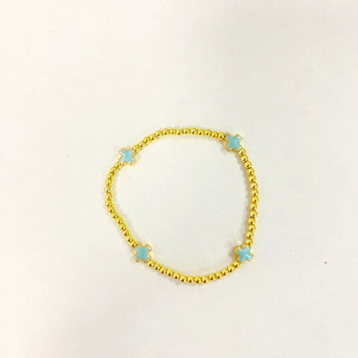 Coastal Grit Island Girl Lucy Cross Bracelet- Blue