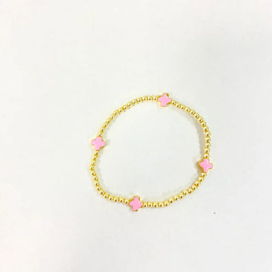 Coastal Grit Island Girl Lucy Cross Bracelet-Pink