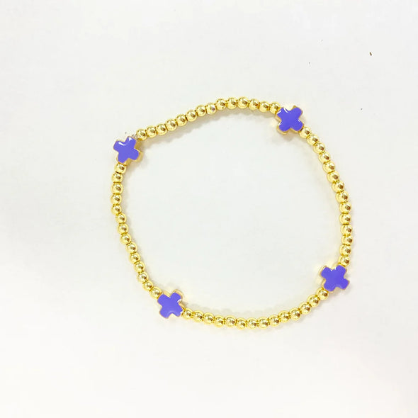 Coastal Grit Island Girl Lucy Cross Bracelet-Purple