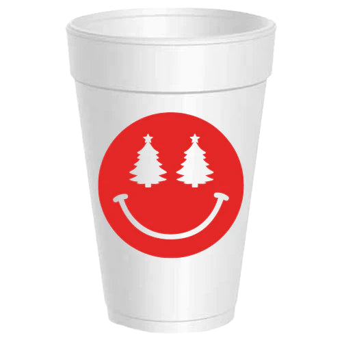 Christmas Smiley Face Styrofoam Cups