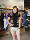 Entro Black Mock Neck Sweater with Brown Floral