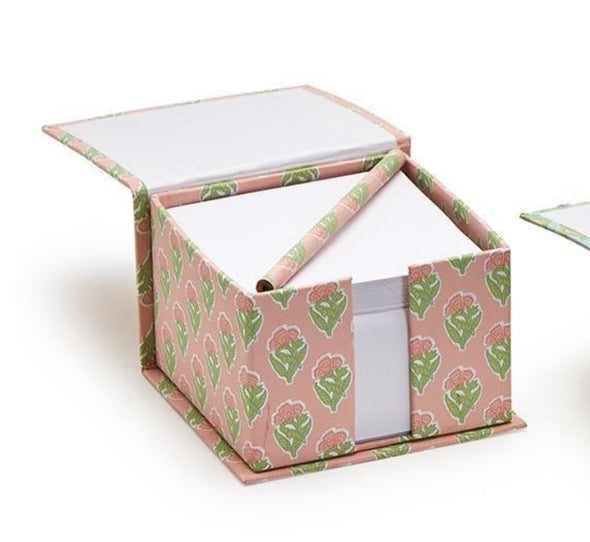 Two's Company Floral Block Print Note Paper Caddy with Pencils