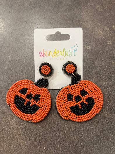 Jack-O-Lantern Beaded Earrings