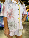 QOS Lavender Spider Web Pajama Top