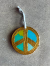 Handmade Gold Peace Sign Ornaments