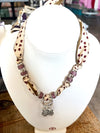Scarf Necklace with Silver Tiger Head