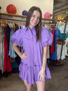 Aureum Purple Pleat Mini Dress