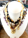 Scarf Necklace with Gold Tiger Pendant