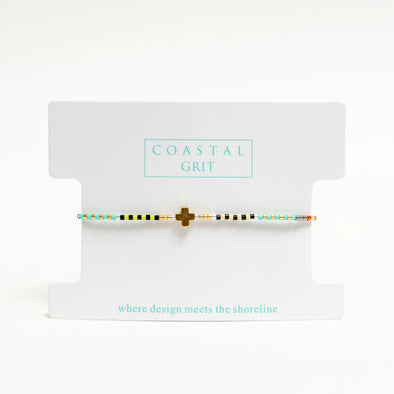 Coastal Grit Island Girl Coastal Cross Bracelet- Cream