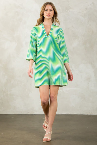 THML Green Striped Mini Dress