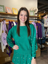 She+Sky Green Long Sleeve Pearl Knit Top