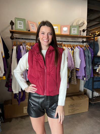 Entro Burgundy Puffer Vest