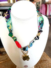 Scarf Necklace with Gold Tiger Head