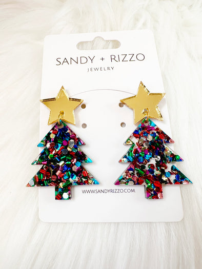 Christmas Multi Color Tree Earrings