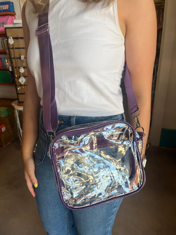 Purple Clear Crossbody Stadium Bag