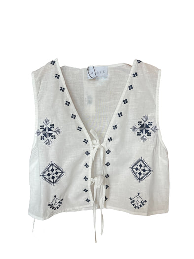 Mable White Embroidered Vest