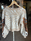 QOS Ivory Tiger on Tiger Print Cardigan