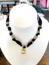 Scarf Necklace with Gold Tiger Pendant