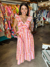 Fate by LFD Striped Ruffle Midi Dress