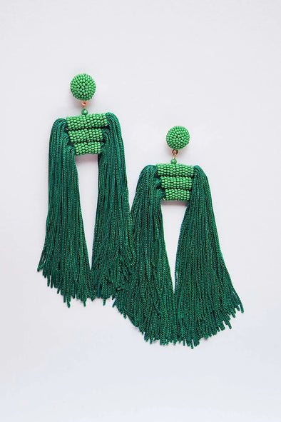 Lauren Tassel Earrings/ Green and Kelly Green